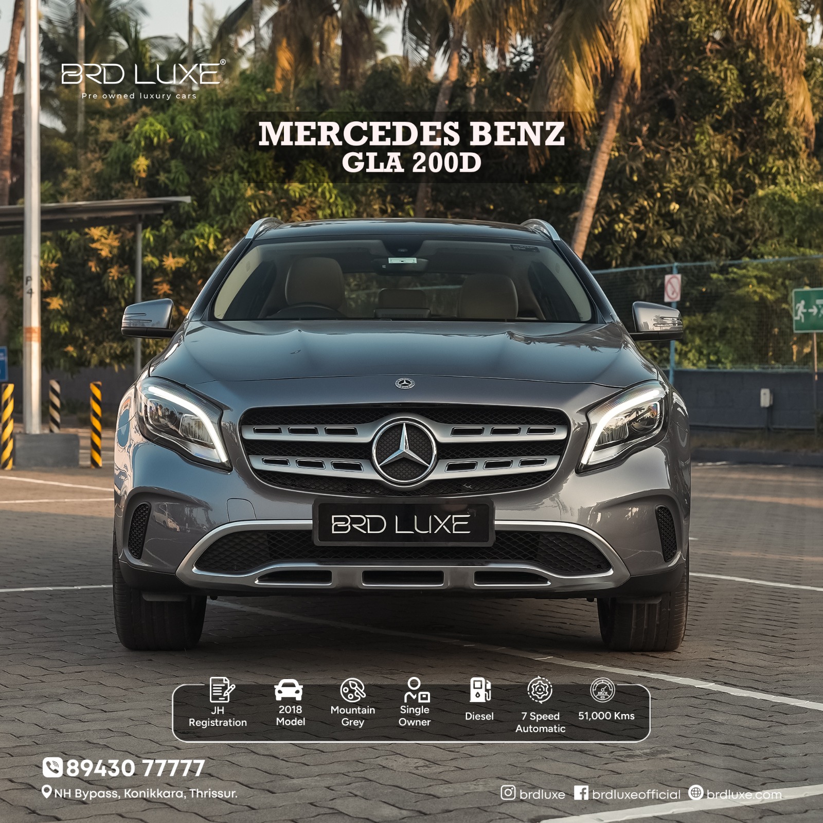 Mercedes-Benz GLA in Kerala   Used GLA in Kerala   Pre-owned GLA   Certified pre-owned GLA in Kerala   BRD Luxe Pre-Owned Luxury Cars Showroom   Mercedes GLA used car   Used Mercedes-Benz GLA   BRD Luxe Pre-Owned Luxury Cars Showroom